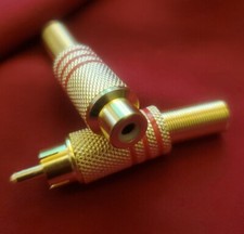 8 Pieces 4 RCA Male Metal Audio Plug 4 Female Plug. Both with Red Rings USA