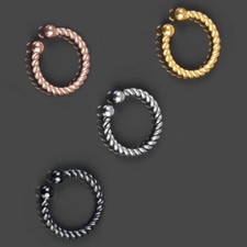 Faux Piercing Nez Anneau Septum Nasal Pendentif Clip Sur Tressé Vintage Z491