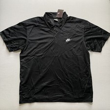 Vintage Nike Shirt Mens 2XL Black Polo Golf Tennis Mesh Athletic Casual Y2K NWT