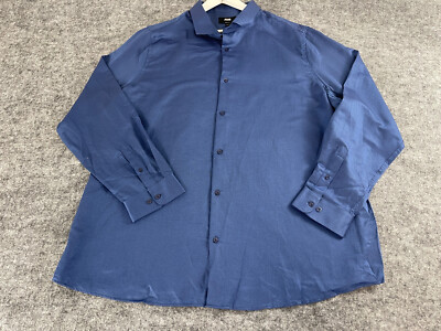Jacamo Shirt Mens 3XL Button Up Blue Long Sleeve Big Cotton Dress Shirt N253