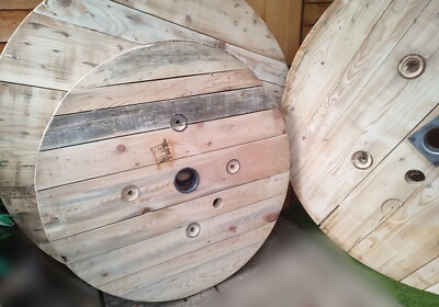 2x 60cm Holz Kabeltrommel Trommel Top geschliffen bereit für Flecken ideal für DIY Projekt 
