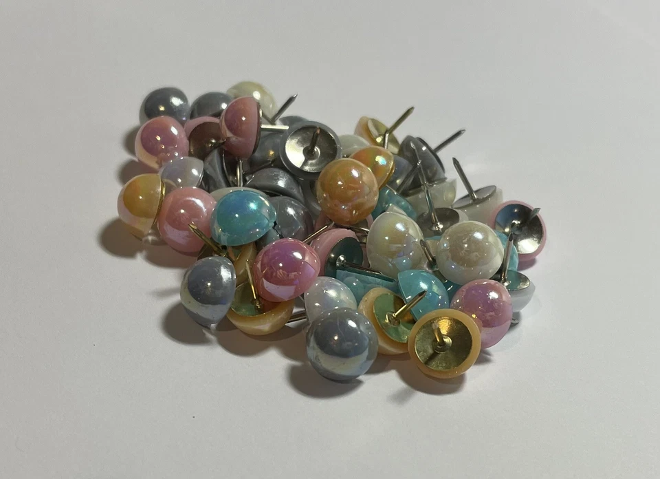 50 Pearlized Thumb Tacks Push Pin Office School Cork Board 12mm Multicolor Pink - Image 4 of 4