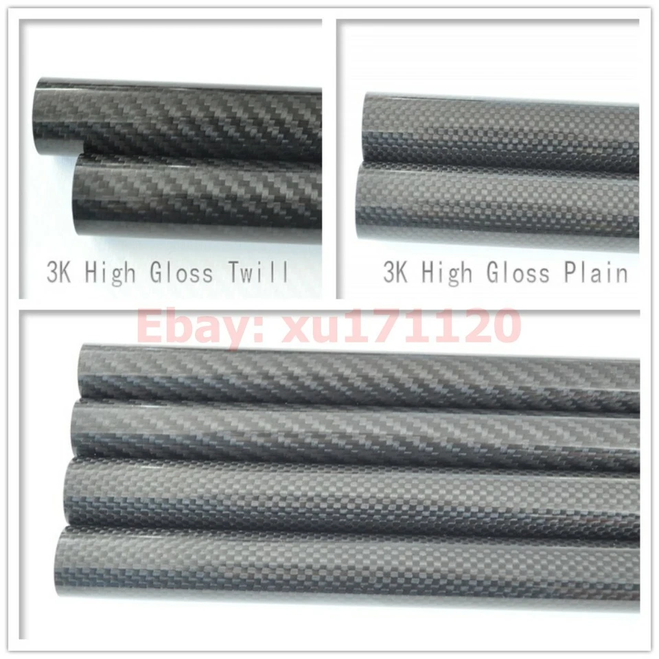 Round Tube 3k Carbon Fiber 40mm X 34 35 36 37mm 38mm X 500mm Glossy Roll Wrapped - Image 3 of 4