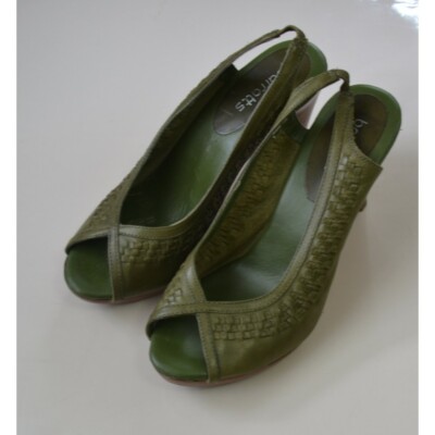 Schuhe Leder Größe 38,5 6 Farbe Grün Barratts