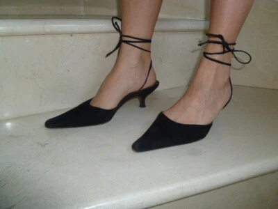 BEAUX ESCARPINS "CHARLES DAVID" CUIR DAIM NOIR Taille 35 Talon 4.5 cm - Photo 1/4