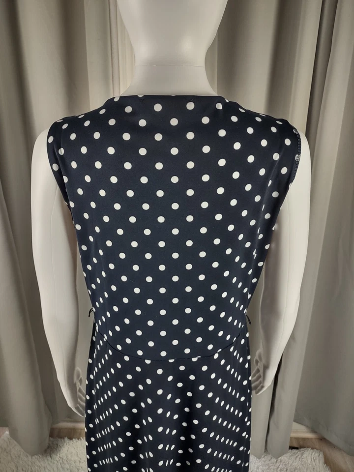 Jones New York Womens Black White Polka Dot V-Neck, Sleeveless Midi Dress Size S - Image 4 of 4