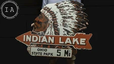 Porcelain Indian Lakes Reproduction Mile Marker Sign