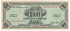 1000 AM LIRE SERIE 1943 A BILINGUE OCCUPAZIONE AMERICANA F.L.C. R2
