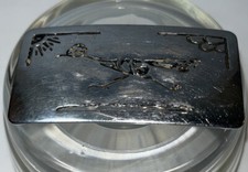 Vintage ROADRUNNER BIRD SOUTHWESTERN BELT BUCKLE CARVED SILVER TONE CHAMBERS USA