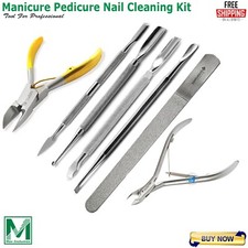 Manicure Pedicure Tools Pusher Trimmer Gouge Cuticle Nipper Nail Cutter File Set