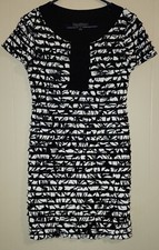 Connected Apparel  Polyester Spandex Black and white floral size 6 dress