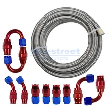 AN6 Stainless Steel Braided Fuel Line Fitting Hose End Adaptor Kit Swivel 16FT