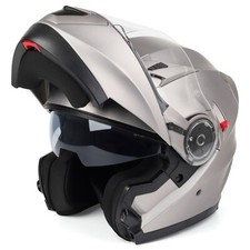 Motorradhelm Klapphelm ECE22.06 integrierte Sonnenblende Doppelvisier Grau