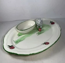 The Mane Lion Pig Apple & Trough Ceramic Platter/Plate 14 in.