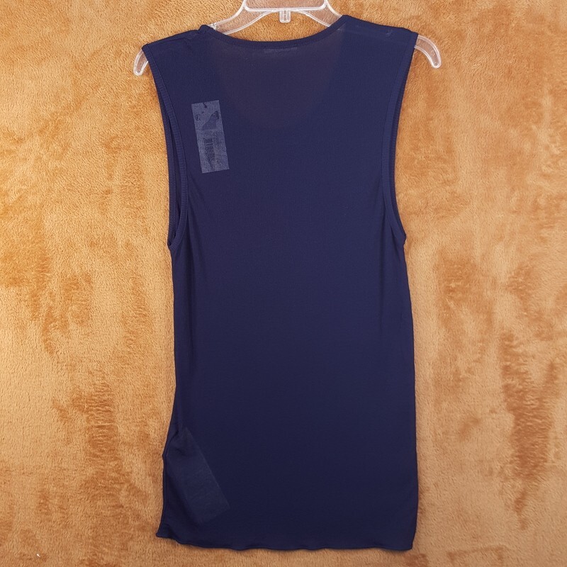 AMI Shirt Mens XXL Navy Pullover Crew Tank Top Mesh Sheer Stretch $305