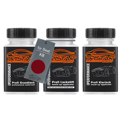 Autolack Lackstift Set für Seat K8 Rojo Dakota Metallic Grund Basis Klarlack