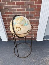 Paul McCobb World Globe Bronze Floor Stand Vintage Modern Large 16" Replogle C d