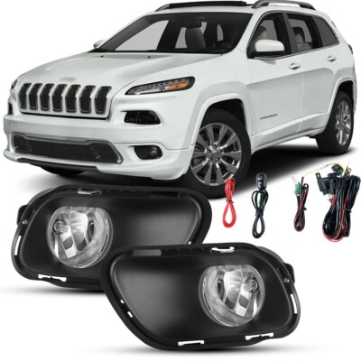 Fog Lights Pair For 2014-2018 Jeep Cherokee Driving Bumper Lamps w/Wiring Kit