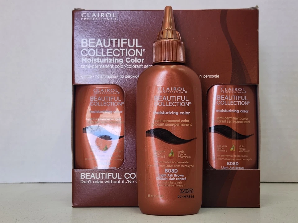 Clairol Hermosa Colección Semipermanente Color B08D JUEGO DE 6 Marrón Ceniza Claro Foto 3 de 4
