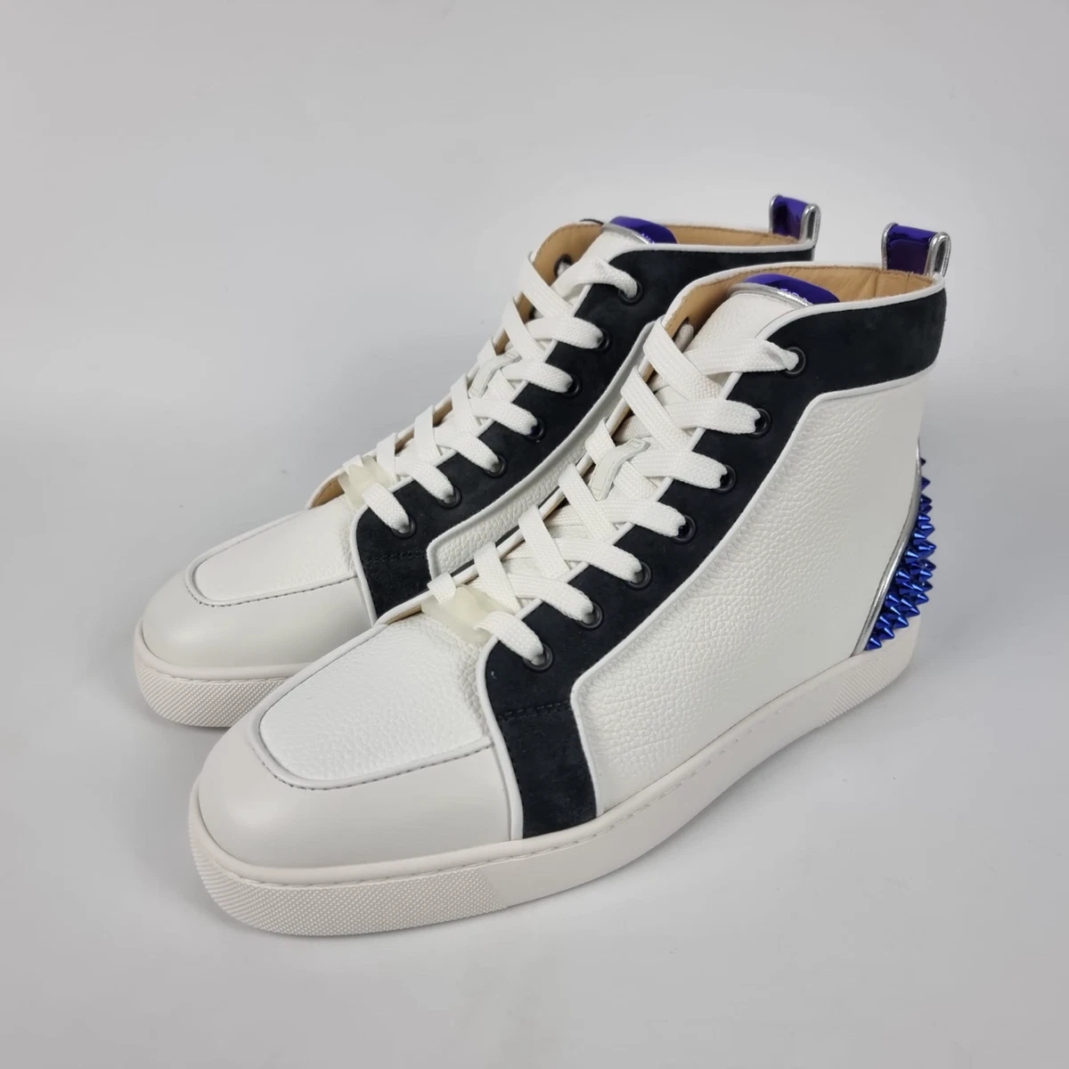White spiked christian store louboutin sneakers