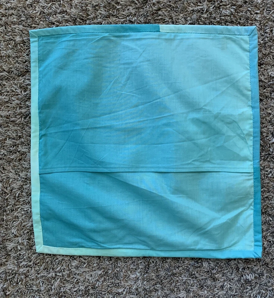 Handmade Country Heart Of Texas Burlap Throw Pillow Case Sham 16.5” Teal Ombré - Image 2 of 3