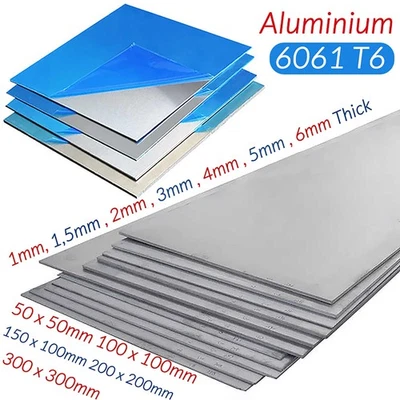 Aluminium Flat Plate Sheet 1 1.5 2 3 - 6mm Multiple Sizes Available Grade 6061T6 - Image 1 of 4
