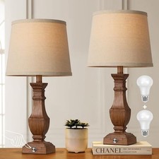 Dimmable Table Lamps Set of 2, Rustic Farmhouse Table Lamps for Living Room