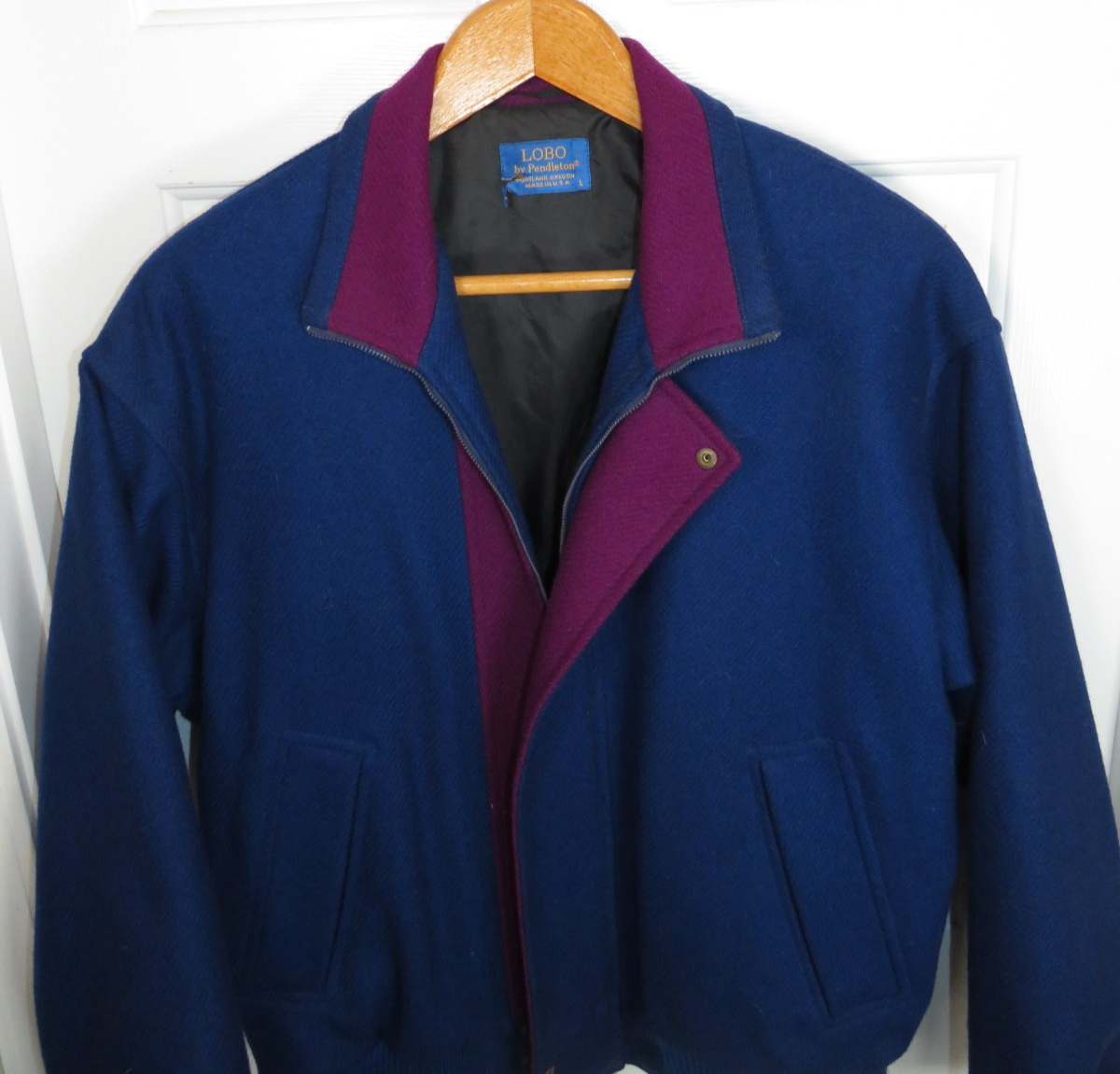 Pendleton Lobo Men's L 100% Virgin Wool Blue Thinsulate Bomber