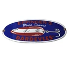 Vintage Eppinger's Dardevles Sign - Fishing Lures Porcelain Gas Pump Sign