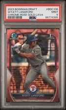 Wyatt Langford 2023 Bowman Draft #BDC106 Chrome Rose Gold Lava /10 PSA 9