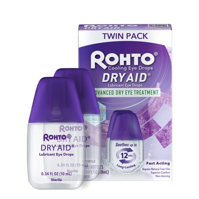 Rohto Dry Aid Lubricant Eye Drops, Fast Relief for Dry Eyes, Long-Lasting Hyd...