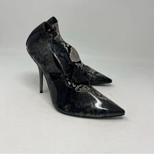 RAYE Snakeprint PVC Animal Printed Pointed Toe Pumps Size 7.5 Going Out Black