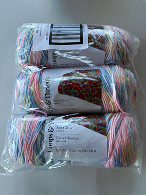 Loops & Threads Soft Classic Yarn Multicolor Variegated Medium 4 Acrylic Lot 3
