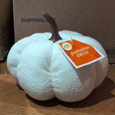 Perfect Harvest White Plush Fabric Pumpkin Decor, Thanksgiving Pumpkins Theme