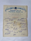 Aston Villa 1950/51 Season Pre Printed Facsimile Signed Team Sheet Football Club