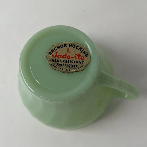 Anchor Hocking Fire-King Jadeite Swirl Coffee Cups WITH OG STICKER! Replacement