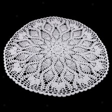 60cm White Handmade Crochet  Lace Doily Table Placemats Doilies Mat