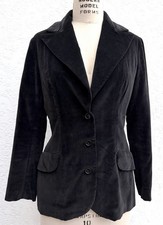 Vintage 70s Black Cotton Velvet Blazer Union label Holiday Dressy Approx Sz 8/10