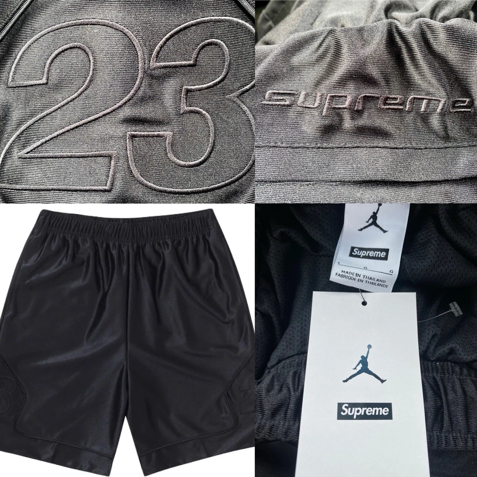 Short d'échauffement Supreme x Jordan taille L noir FW24 neuf avec étiquette