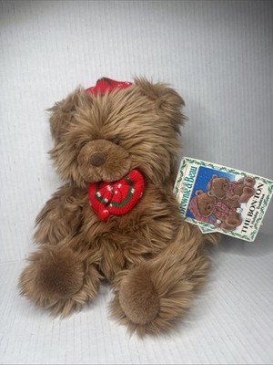 Vintage Brown Bear Red Bow Plush Stuffed Animal Toy Fuzzy Soft 11  With Tags