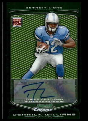 Derrick Williams Rookie AUTO 2009 Bowman Chrome #123 Detroit Lions