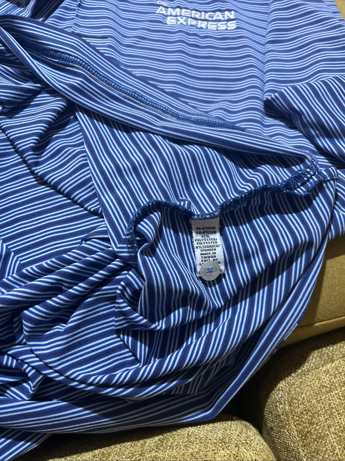 American Express Polo Shirt Mens Medium Straight Down Logo PGA West Sleeve Fre🎁