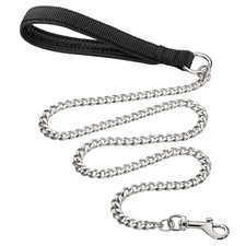 Heavy Duty Metal Dog Leash, 6 FT Chew Proof Pet Leash Chain with Soft Padded ...