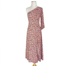 American Eagle One Shoulder Floral Dress Midi Slit Viscose Made in Italy