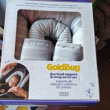 Goldbug Duo Head Support Strap Cover Set Gray White Infant Toddler