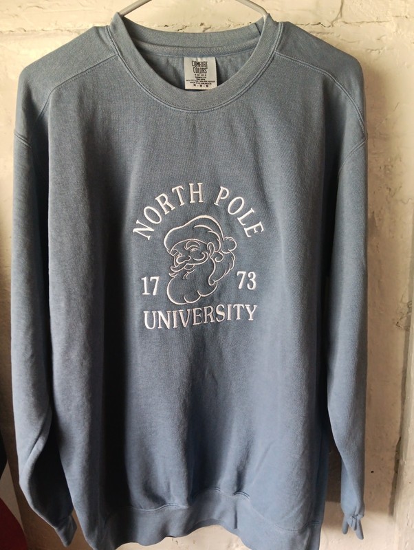 Comfort Colors Long Sleeve North Pole University 1773, Gray with White Letters 