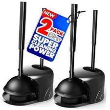 2Pack 2 in 1 Toilet Brush and Plunger Set, Extended Handle Plunger,Toilet Bowl