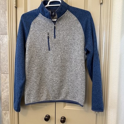 Johnnie-O Men s Alberta Fleece Quarter Zip Pullover Sweater Medium Grey/Blue L