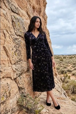 johnny was black velvet dress STRETCH VELVET MOCK NECK DRESS
