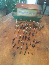 Rare Antique Erzgebirge Wooden Noahs Ark 1800's with 59 x Animals